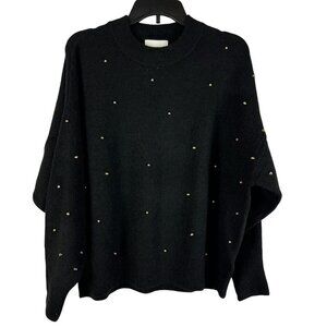 H&M Womens Black Relaxed Fit Knit Sweater With Gold Accents Size M